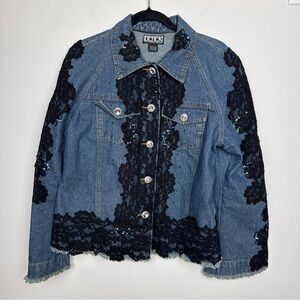 BEREK denim jacket Black Lace Size Large